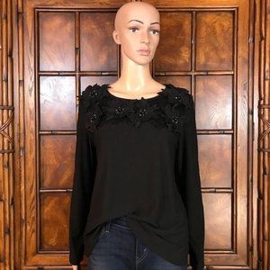 Antthony Original Noir 3D Jewel Beaded Floral Top